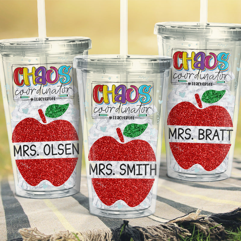 Eat Sleep Teach Repeat - Teacher Personalized Custom Clear Acrylic Tumbler - Gift For Teacher, Back To School