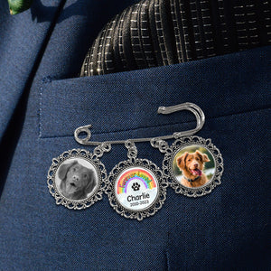 Custom Photo I'll Meet You At The Rainbow Bridge - Memorial Personalized Custom Round Shaped Lapel Pin, Brooch - Sympathy Gift For Pet Owners, Pet Lovers
