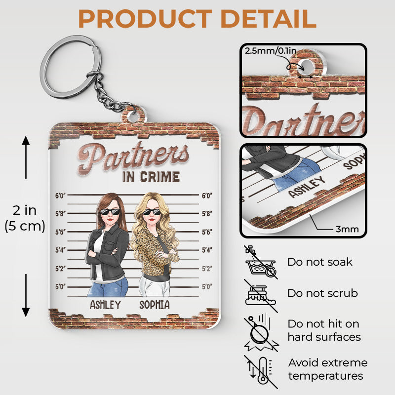 Partners In Crime - Besties Personalized Custom Rectangle Shaped Acrylic Keychain - Gift For Best Friends, BFF, Sisters