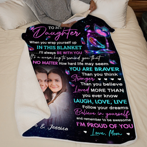 Custom Photo I'm Proud Of You - Family Personalized Custom Blanket - Birthday Gift From Mom