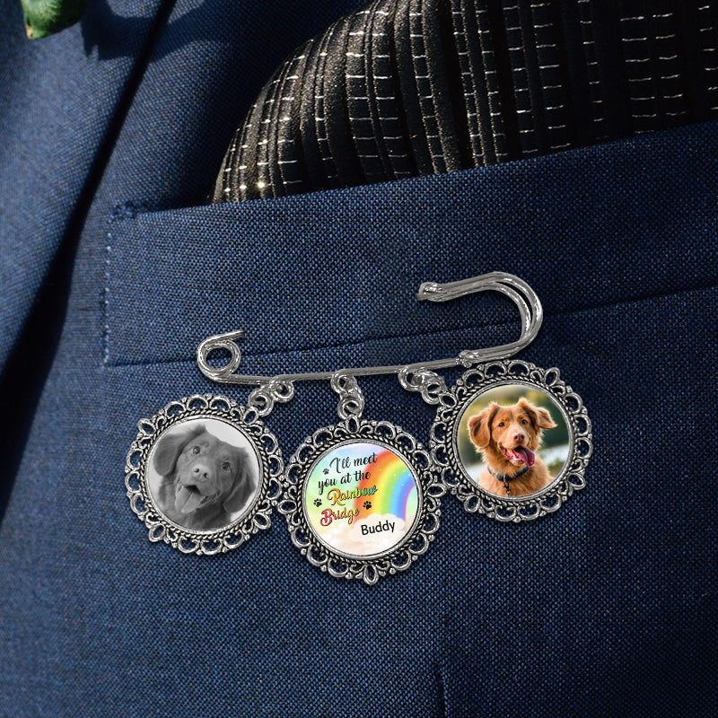Custom Photo Forever Loved - Memorial Personalized Custom Round Shaped Lapel Pin, Brooch - Sympathy Gift For Pet Owners, Pet Lovers