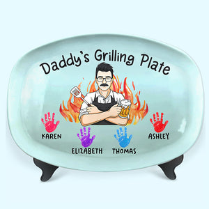 Daddy Grill Legend - Family Personalized Custom Platter - Father's Day, Birthday Gift For Dad