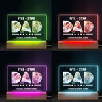Custom Photo Five Star Dad Papa - Family Personalized Custom Rectangle Shaped 3D LED Light - Father's Day, Birthday Gift For Dad, Grandpa