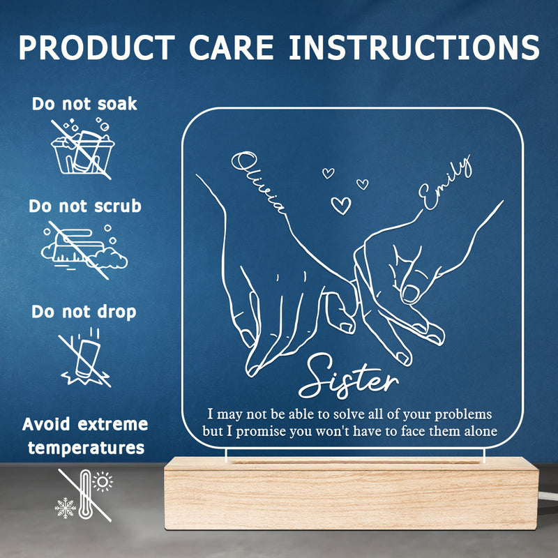 You Won't Have To Face Them Alone - Bestie Personalized Custom Square Shaped 3D LED Light - Gift For Best Friends, BFF, Sisters