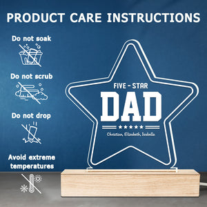 Our Five-Star Papa - Family Personalized Custom 3D LED Light - Father's Day, Birthday Gift For Dad