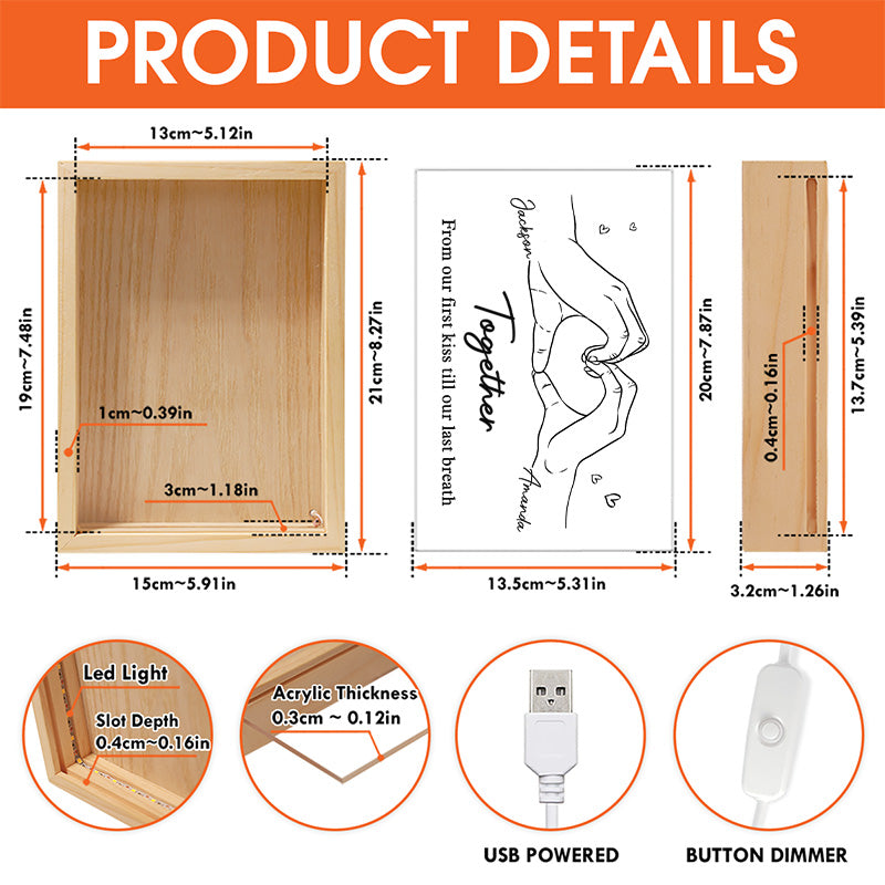 From Our First Kiss - Couple Personalized Custom Frame Light Box - Gift For Husband Wife, Anniversary
