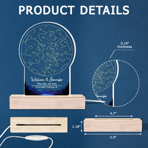 The Day We Met - Couple Personalized Custom Shaped 3D LED Light - Gift For Husband Wife, Anniversary