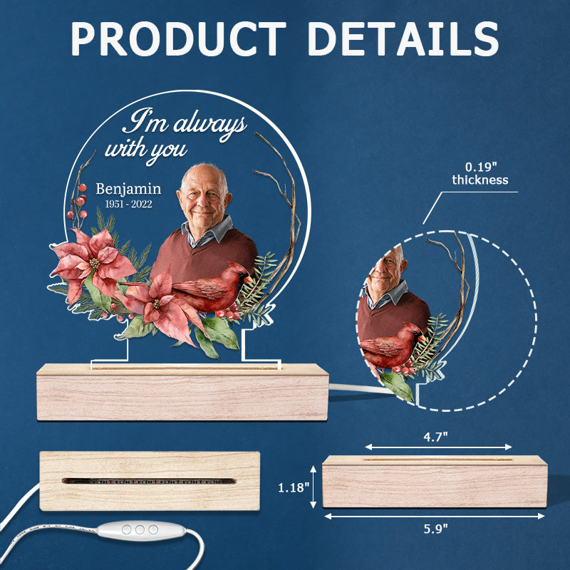 Custom Photo Cardinals Appear When Angels Are Near - Memorial Personalized Custom Round Shaped 3D LED Light - Sympathy Gift For Family Members