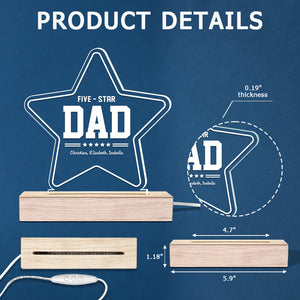 Our Five-Star Papa - Family Personalized Custom 3D LED Light - Father's Day, Birthday Gift For Dad