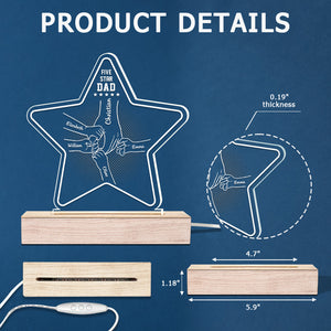 Five Star Dad Of Us - Family Personalized Custom Five Star Shaped 3D LED Light - Father's Day, Birthday Gift For Dad
