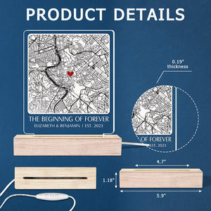 The Beginning Of Forever - Couple Personalized Custom Shaped 3D LED Light - Gift For Husband Wife, Anniversary