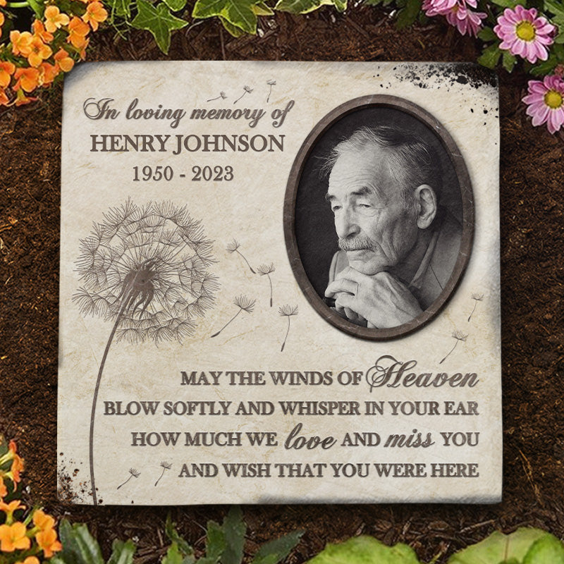 Custom Photo Whisper In Your Ear How Much We Love You - Memorial Personalized Memorial Stone - Sympathy Gift, Gift For Family Members