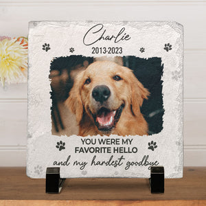 Custom Photo You Were My Favorite Hello - Memorial Personalized Custom Square Shaped Memorial Stone - Sympathy Gift For Pet Owners, Pet Lovers