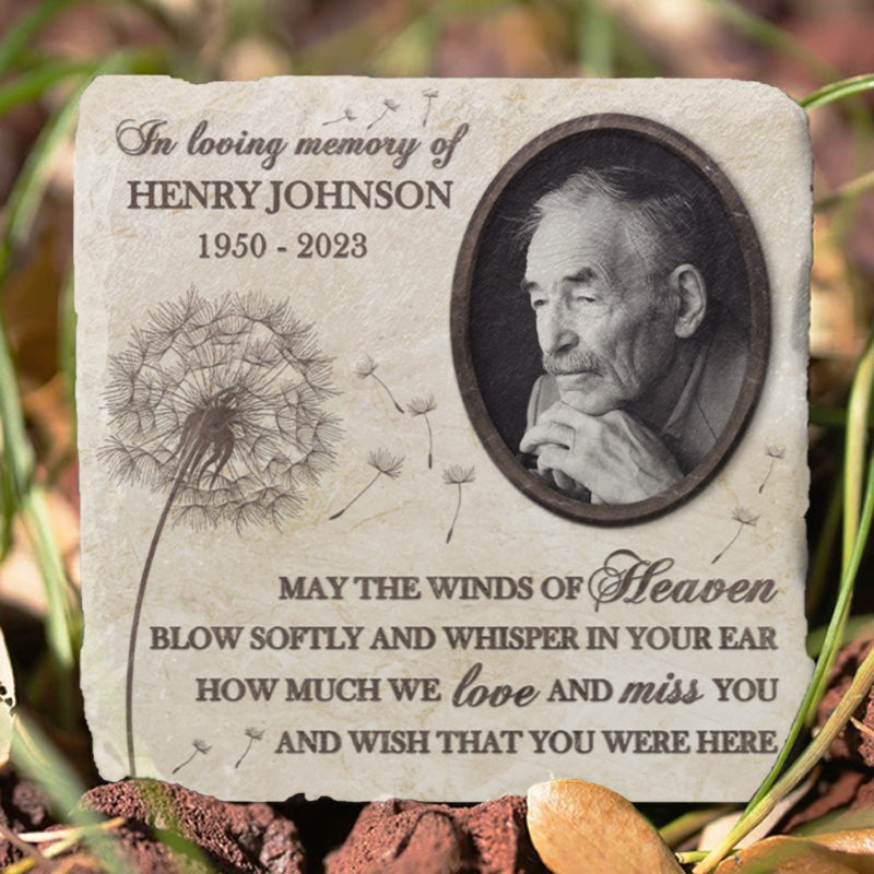 Custom Photo Whisper In Your Ear How Much We Love You - Memorial Personalized Memorial Stone - Sympathy Gift, Gift For Family Members