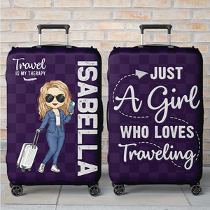 Just A Girl Who Loves Traveling - Travel Personalized Custom Luggage Cover - Holiday Vacation Gift, Gift For Adventure Travel Lovers