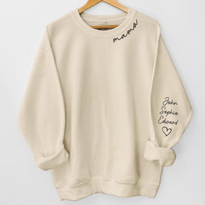 Best Mama Ever - Family Personalized Custom Unisex Sweatshirt With Design On Sleeve - Birthday Gift For Mom, Grandma
