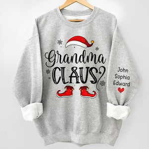 Forget About Santa I'll Just Ask Nana - Family Personalized Custom Unisex Sweatshirt With Design On Sleeve - Christmas Gift For Mom, Grandma