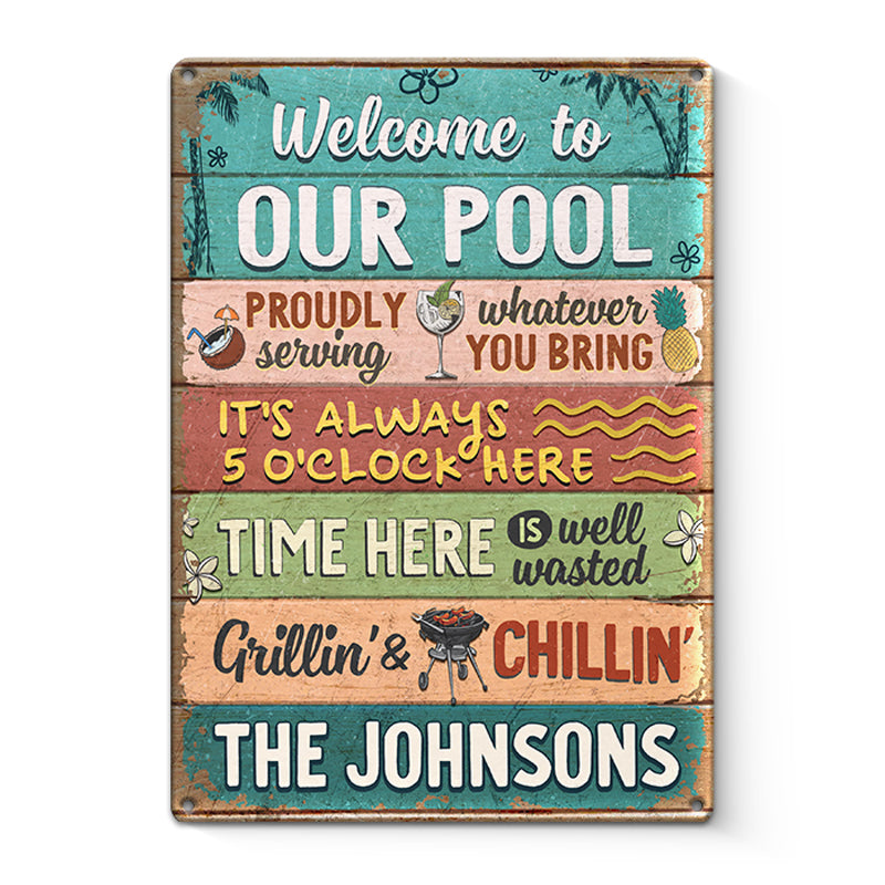 Welcome To Our Area - Family Personalized Custom Home Decor Metal Sign - House Warming Gift For Family Members