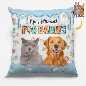 Custom Photo Side By Side With A Friend - Dog & Cat Personalized Custom 3D Inflated Effect Printed Pillow - Gift For Pet Owners, Pet Lovers