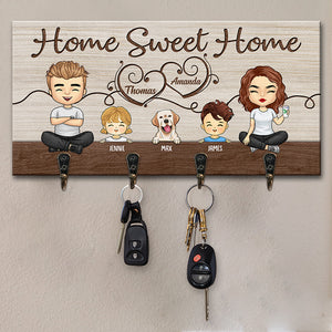 Home Is Where You Hang Your Heart - Family Personalized Custom Home Decor Key Hanger, Key Holder - House Warming Gift For Family Members, Pet Owners, Pet Lovers