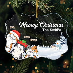 We Wish You A Meowy Christmas - Cat Personalized Custom Ornament - Acrylic Benelux Shaped - Christmas Gift For Pet Owners, Pet Lovers