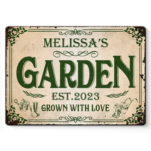 Grown With Love - Garden Personalized Custom Home Decor Metal Sign - House Warming Gift For Gardening Lovers