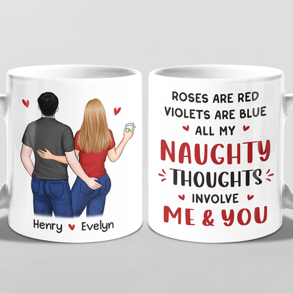 Personalized Funny Couple Tumbler - All My Naughty Thoughts Involve Me -  GoDuckee