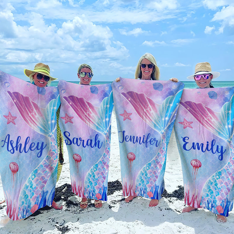 Mermaid Gifts for Girls Personalized Beach Towel Custom 