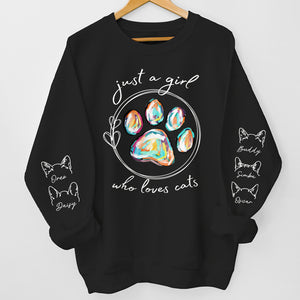 Just A Lovely Girl Who Loves Dogs - Dog & Cat Personalized Custom Unisex Sweatshirt With Design On Sleeve - Gift For Pet Owners, Pet Lovers