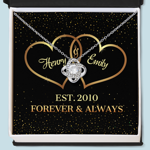 Forever & Always - Couple Personalized Custom Love Knot Necklace - Gift For Husband Wife, Anniversary
