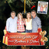 Siblings Custom Photo The Christmas Spirit Lives Here - Family Personalized Custom Ornament - Acrylic Custom Shaped - Christmas Gift For Siblings, Brothers, Sisters, Cousins, Friends