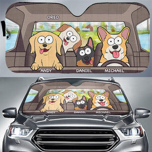 Dog's Trip - Dog Personalized Custom Auto Windshield Sunshade, Car Window Protector - Gift For Pet Owners, Pet Lovers
