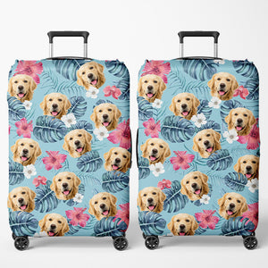 Custom Photo Pets Are Paw-Some Companions - Dog & Cat Personalized Custom Luggage Cover - Holiday Vacation Gift, Gift For Adventure Travel Lovers, Pet Owners, Pet Lovers