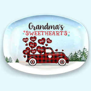 Nana's Sweathearts - Family Personalized Custom Platter - Christmas Gift For Grandma