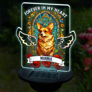 Forever In My Heart - Memorial Personalized Custom Stain Glass Style Garden Solar Light - Sympathy Gift, Gift For Pet Owners, Pet Lovers