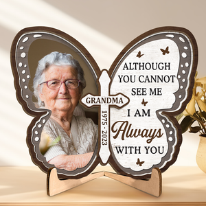 Custom Photo In Our Hearts You Will Forever Stay - Memorial Personalized Custom 2-Layered Wooden Plaque With Stand - Sympathy Gift For Family Members