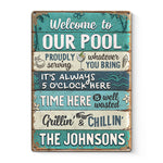 It's Always 5 O'Clock Here - Family Personalized Custom Home Decor Metal Sign - House Warming Gift For Family Members