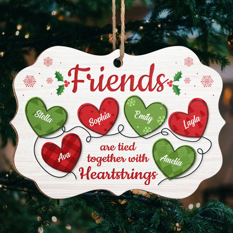 Sisters Are Tied Together - Bestie Personalized Custom Ornament - Wood Benelux Shaped - Christmas Gift For Best Friends, BFF, Sisters