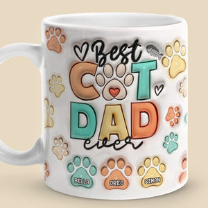 Cat Dad Eat Drink And Be Merry - Dog & Cat Personalized Custom 3D Inflated Effect Printed Mug - Christmas Gift For Pet Owners, Pet Lovers