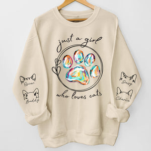 Just A Girl Who Loves Dogs - Dog Personalized Custom Unisex Sweatshirt With Design On Sleeve - Gift For Pet Owners, Pet Lovers