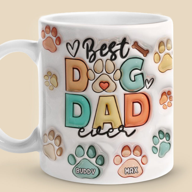 Dog Dad Eat Drink And Be Merry - Dog & Cat Personalized Custom 3D Inflated Effect Printed Mug - Christmas Gift For Pet Owners, Pet Lovers