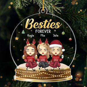 Friendship Is One Mind In Two Bodies - Bestie Personalized Custom Ornament - Acrylic Snow Globe Shaped - Christmas Gift For Best Friends, BFF, Sisters