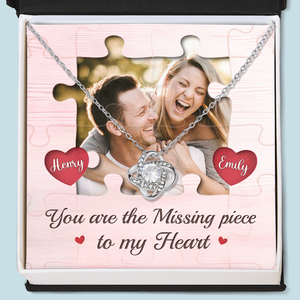 Custom Photo You Are My Missing Piece - Couple Personalized Custom Love Knot Necklace - Gift For Husband Wife, Anniversary
