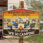 Here's To The Nights With Friends - Camping Personalized Custom Shaped Home Decor Wood Sign - House Warming Gift For Best Friends, BFF, Sisters, Camping Lovers