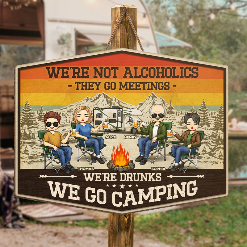 Here's To The Nights With Friends - Camping Personalized Custom Shaped Home Decor Wood Sign - House Warming Gift For Best Friends, BFF, Sisters, Camping Lovers