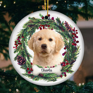 Custom Photo Fur Baby Christmas - Dog & Cat Personalized Custom Ornament - Ceramic Round Shaped - Christmas Gift For Pet Owners, Pet Lovers