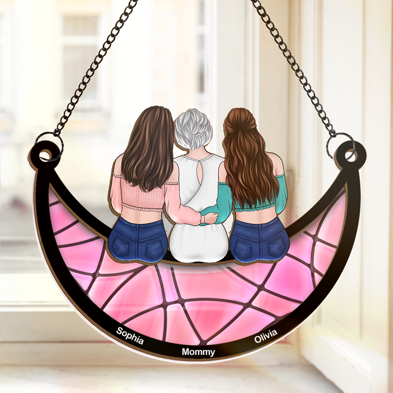 A Mother's Treasure Is Her Daughter - Family Personalized Window Hanging Suncatcher - Mother's Day, Gift For Mom
