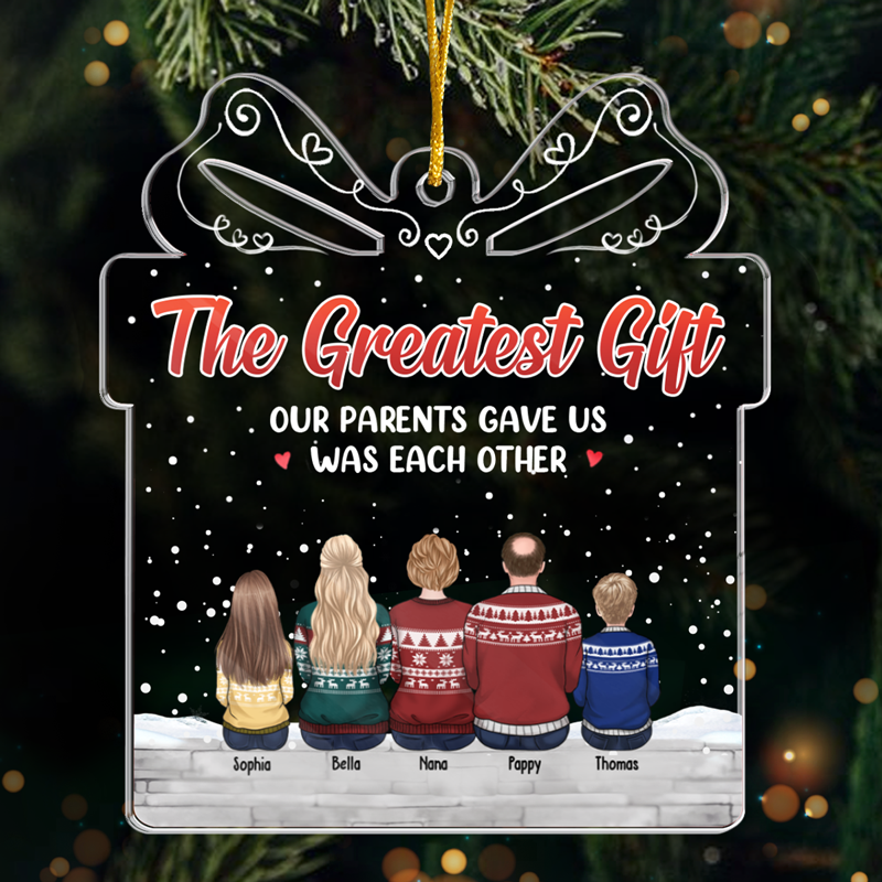 Family Where Life Begins And Love Never Ends - Family Personalized Custom Ornament - Acrylic Gift Box Shaped - Christmas Gift For Family Members