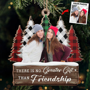 Friends Custom Photo Warm Winter Wishes - Bestie Personalized Custom Ornament - Wood Custom Shaped - Christmas Gift For Best Friends, BFF, Sisters