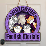 We Are Watching You - Cat Personalized Custom Shaped Home Decor Wood Sign - Halloween Gift For Pet Owners, Pet Lovers